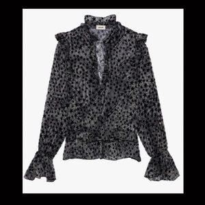 Zadig & Voltaire Tuya Paisley-Print Blouse With Velvet Stars Grey & Black